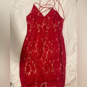 Red lace cocktail dress